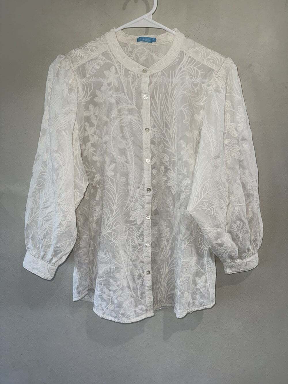 J.McLaughlin Button Down Shirt Long Sleeve Pouf Shirt White Women’s Medium